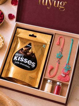 Nuyug - Blossom Beadwork Bhaiya Bhabhi Rakhi Gift Set