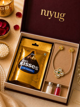 Nuyug - Royal Clover Kundan Rakhi Gift Set