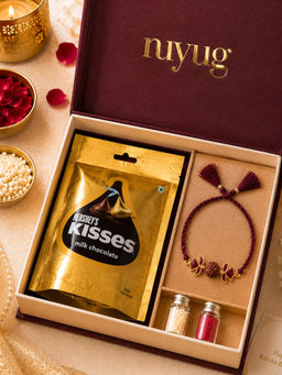 Nuyug - Rudraksha Lotus Rakhi Gift Set