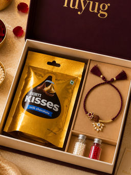 Nuyug - Rudraksha Floral Lumba Rakhi Gift Set