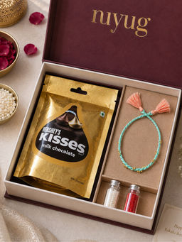 Nuyug - Minimal Gold Bead Bracelet Rakhi Gift Set