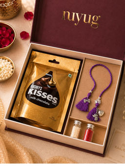 Nuyug - Purple Floral Tassel Lumba Rakhi Gift Set