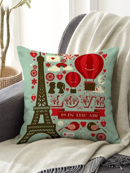 Indigifts - Love Is In The Air Quote Eiffel Tower Cushion Cover Valentine Gift
