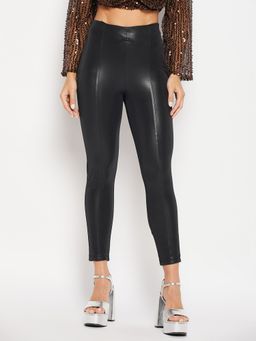 CAMLA - Black Solid Skinny Fit Trousers Black