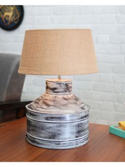 Homesake - Whitewash Milk Can Table Lamp Gold Cone