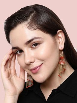Anika's Creations - Red & Gold-Plated Enamelled Dome Shaped Jhumkas