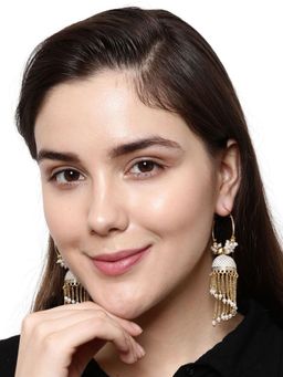 Anika's Creations - White & Gold-Plated Enamelled Dome Shaped Jhumkas