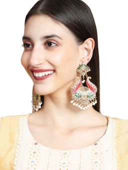 Anika's Creations - Multi Colour Gold Plated Designer Meenakari Pearl Cluster