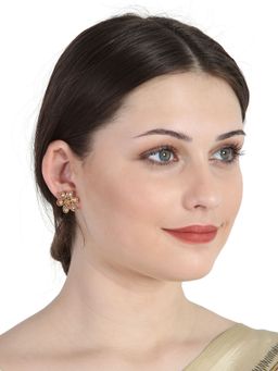 Anika's Creations - Floral Shape Classy CZ Stone Studded Gold Plated Stud Earrings