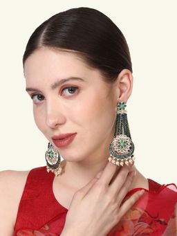 Anika's Creations - Charming Emerald Green Pearl and Stone Multi Strand Drop Earrings