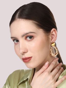 Anika's Creations - Contemporary Hammered Gold Disc Festive Dangler Earrings