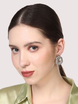 Anika's Creations - Silver Matte Stylish Contemporary Dangler Earrings For Women and Girls