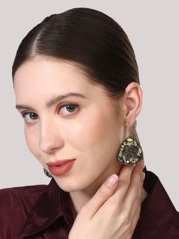 Anika's Creations - Glamorous Tribal Antique Look Triangle Shaped with Golden Touch Hook Earrings