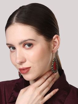 Anika's Creations - Handmade Tibetan Contemporary Red & Gold Plated Dangles