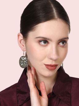 Anika's Creations - Tribal Antique Look Charming Matte Black Oval Drop Hook Earrings