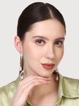 Anika's Creations - Designer Purple Gold Pearl Drop Dangler Earrings For Women and Girls