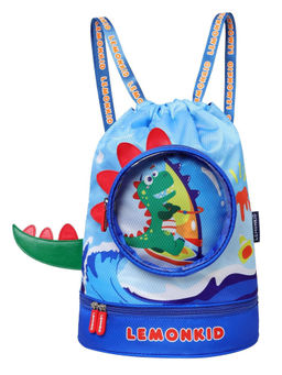 Little Surprise Box - Kids Round Dinosaur Waterproof Swimming Bag Blue