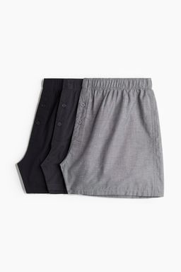 H&M - Men 3-Pack Woven Cotton Boxer Shorts