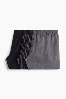 H&M - Men 3-Pack Woven Cotton Boxer Shorts