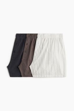 H&M - Men 3-Pack Woven Cotton Boxer Shorts
