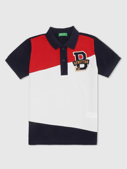 United Colors of Benetton - Boys Short Sleeve Colour Blocked Polo