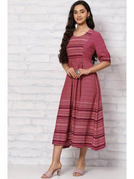 rangriti pink viscose midi dress