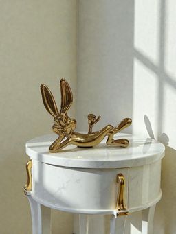 Sun Mun Decors - Chrome Gold Bunny Figurine