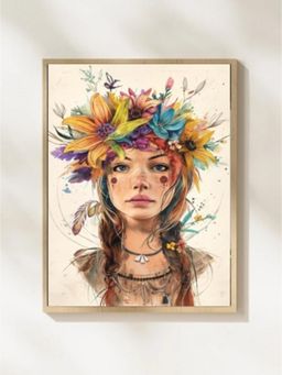 Sun Mun Decors - Bohemian Collection Floral Crown Lady Art Frame