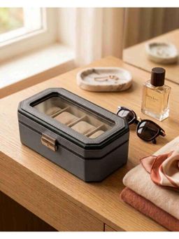 Premsons - Grey 4 Slot Classic Leather Watch Box
