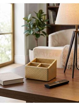 Premsons - Gold Metallic Leatherette 3 Section Remote and Watch Holder Organizer