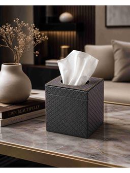 Premsons - Silver Metallic Leatherette Tissue Holder Box
