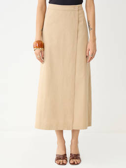 Femmella - Beige Wrap Midi Skirt