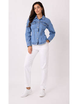 NOBARR - Women Denim Classic Fit Full Sleeve Button Front Jacket