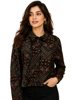 NOBARR - Women Multicolor Printed Full Sleeve Polyester Loose Fit Shacket