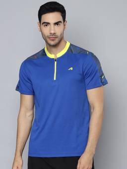 Alcis - Men Blue Yellow Slim Fit T-shirt
