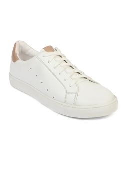 Carlton London - Pu Leather Solid White Sneakers