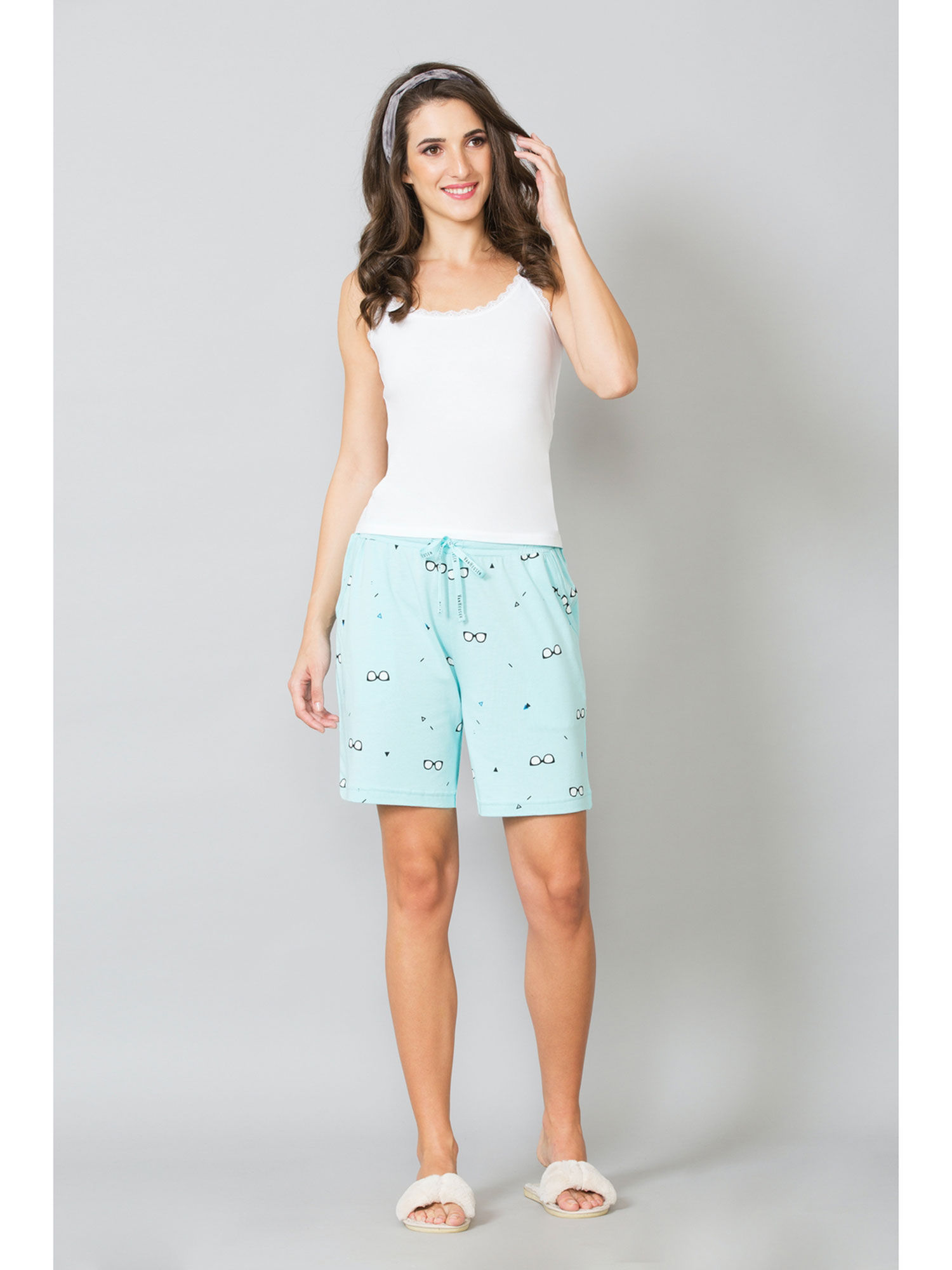 Athleisure Printed Lounge Shorts Blue 