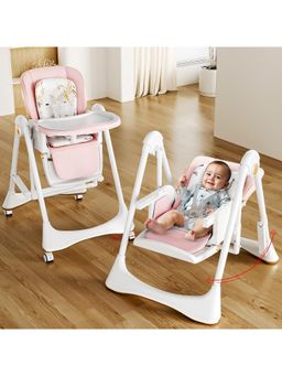 BAYBEE - Pink Nivio Convertible 3-in-1 Baby High Chair for Kids (18-24 Months)