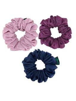 Arendelle - Lavender & Wine and Navy Blue Shinny Organza Medium Scrunchies (Pack of 3)