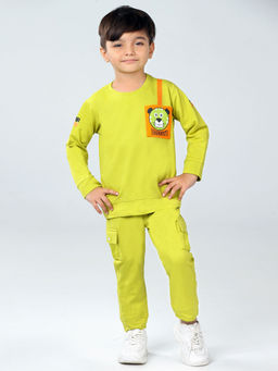 BAD BOYS - Green Lycra Printed T-Shirt and Jogger (Set of 2)