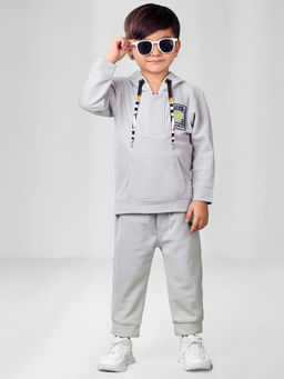 BAD BOYS - Grey Cotton Printed Hoodie and Jogger (Set of 2)