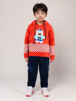 BAD BOYS - Red Cotton Printed Hoodie and Jogger (Set of 2)