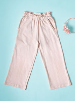 Be Awara - Girls Pink Cotton Solid Pant