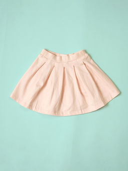 Be Awara - Girls Pink Cotton Solid Skirt
