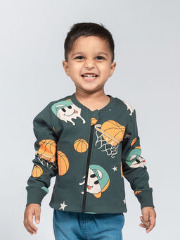 Be Awara - Unisex Green Cotton Printed Jacket