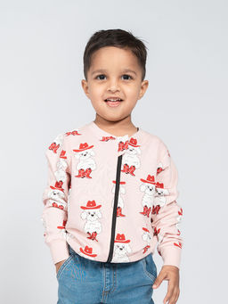 Be Awara - Unisex Pink Cotton Printed Jacket