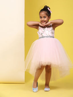 Toy Balloon Kids - Girls Pink Polyester Embellished Dress