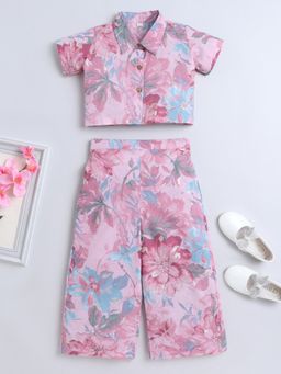 The Magic Wand - Girls Pink Cotton Printed Shirt and Pant (Set of 2)
