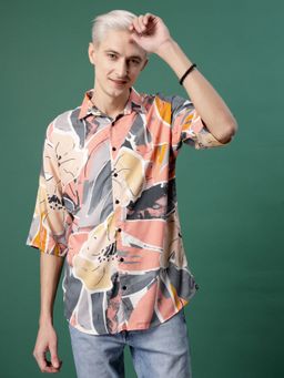 RIGO - Men Multi-Color Foliage Print Oversized Shirt