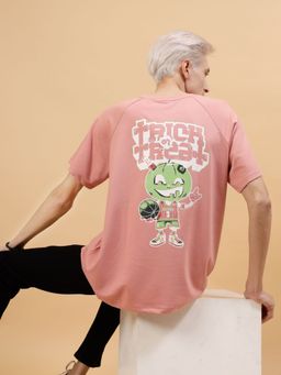 RIGO - Men Pink Terry Oversized Graphic Print T-Shirt
